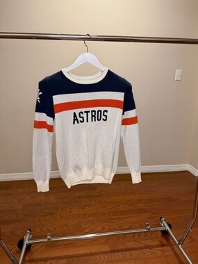 ASTROS Colorblock Crewneck Sweater - White/Navy/Orange